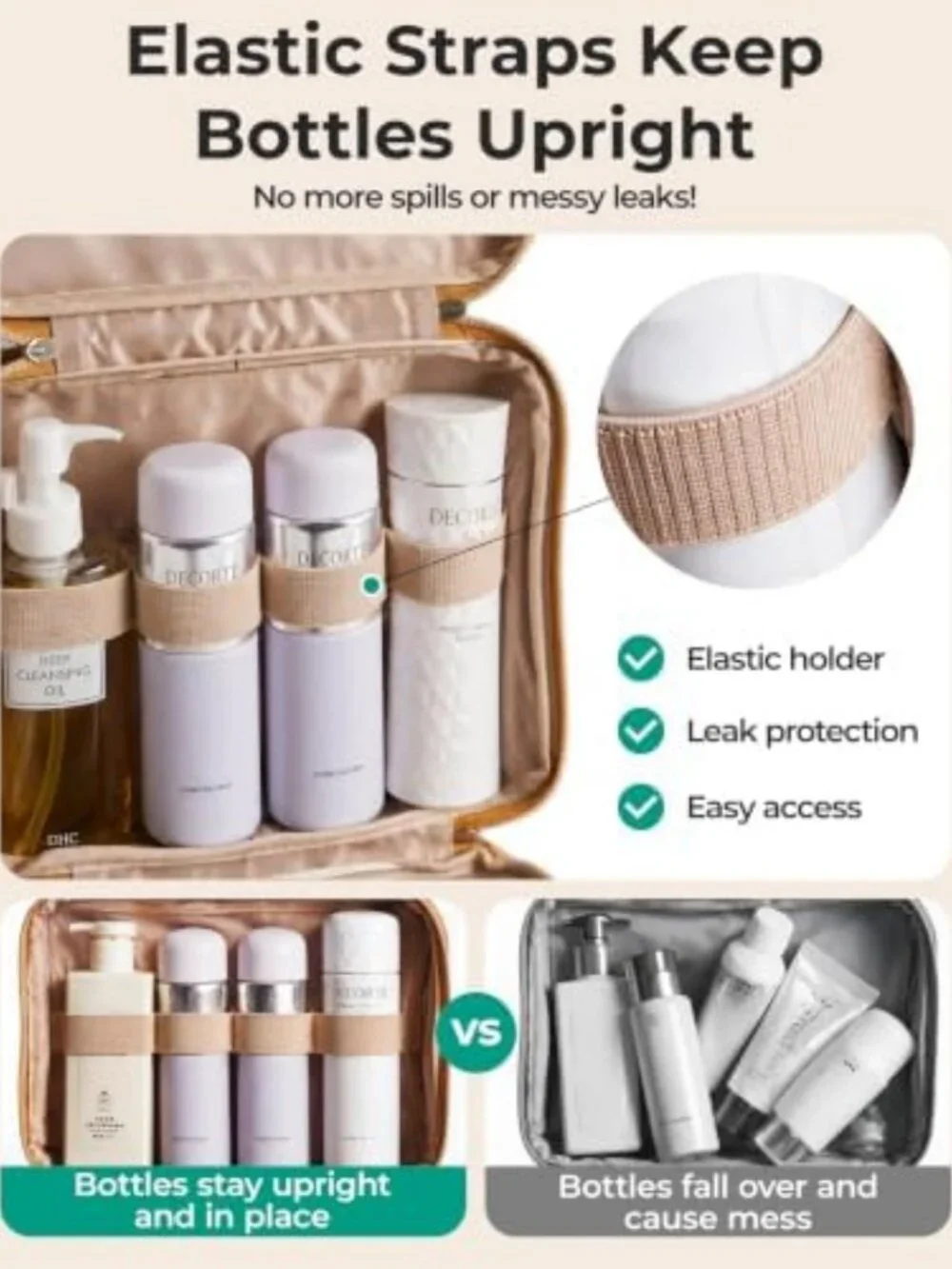 Hanging Travel Toiletry Bag & Makeup Organizer with TSA-Approved Clear Pouch